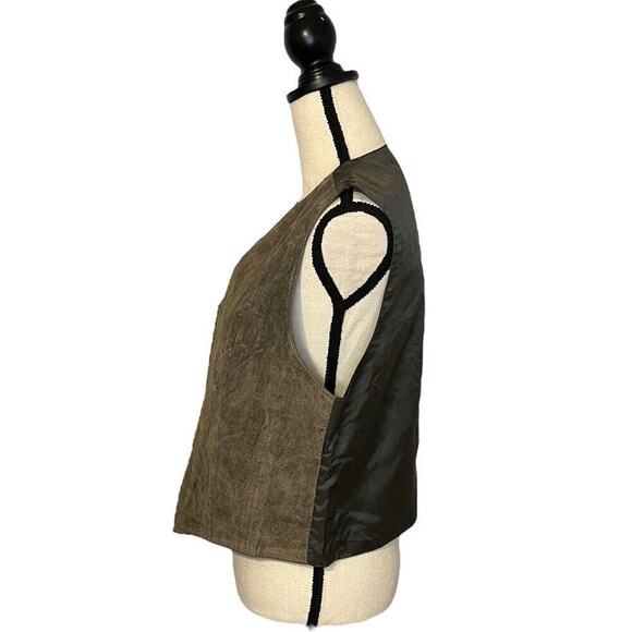 Vintage Kathy Ireland Green Suede Leather Vest 90s Y2k Size L Boho Western - Picture 3 of 7